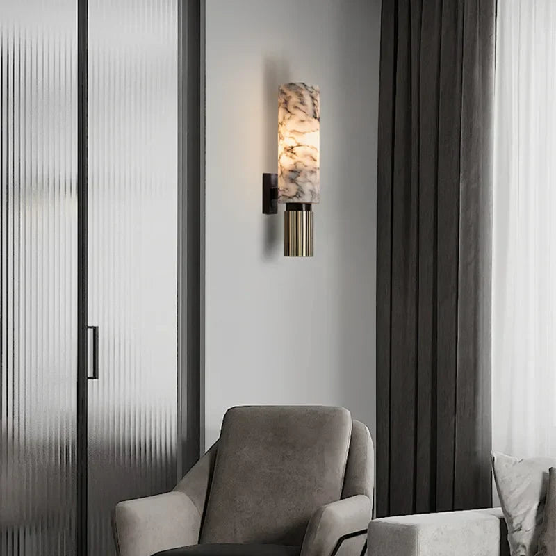 LuxeGlow Marmor Wandlampe, Designerlicht für Wohnzimmer & Flur