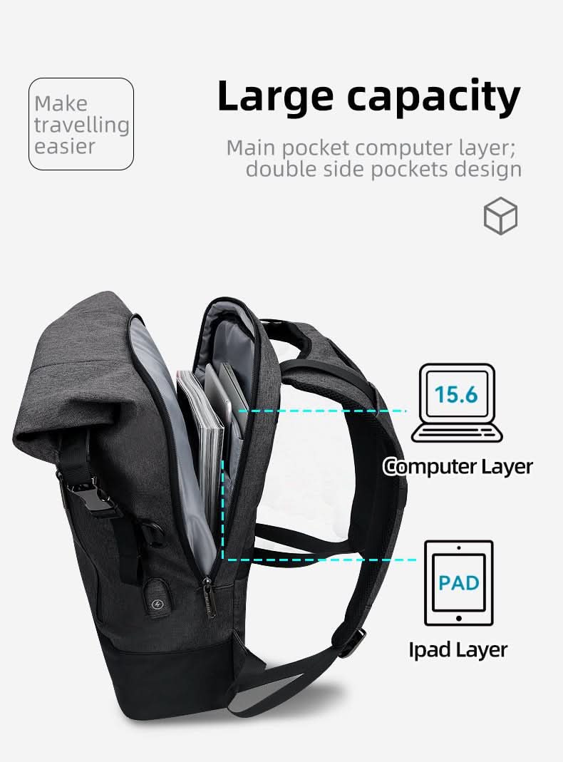 | Multifunktionaler Rucksack für draußen mit USB-Anschluss