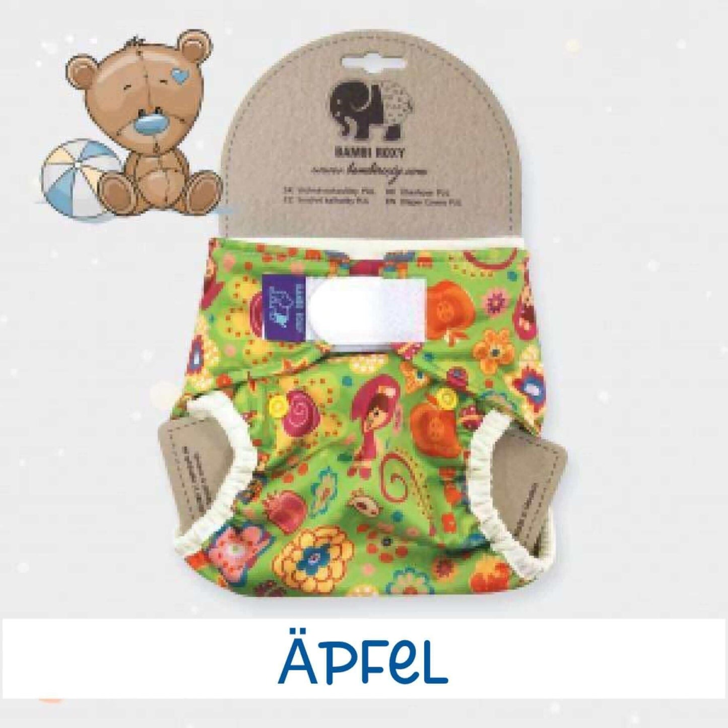 BambiRoxy Überhose Onesize Klett-Äpfel - Windelposchi