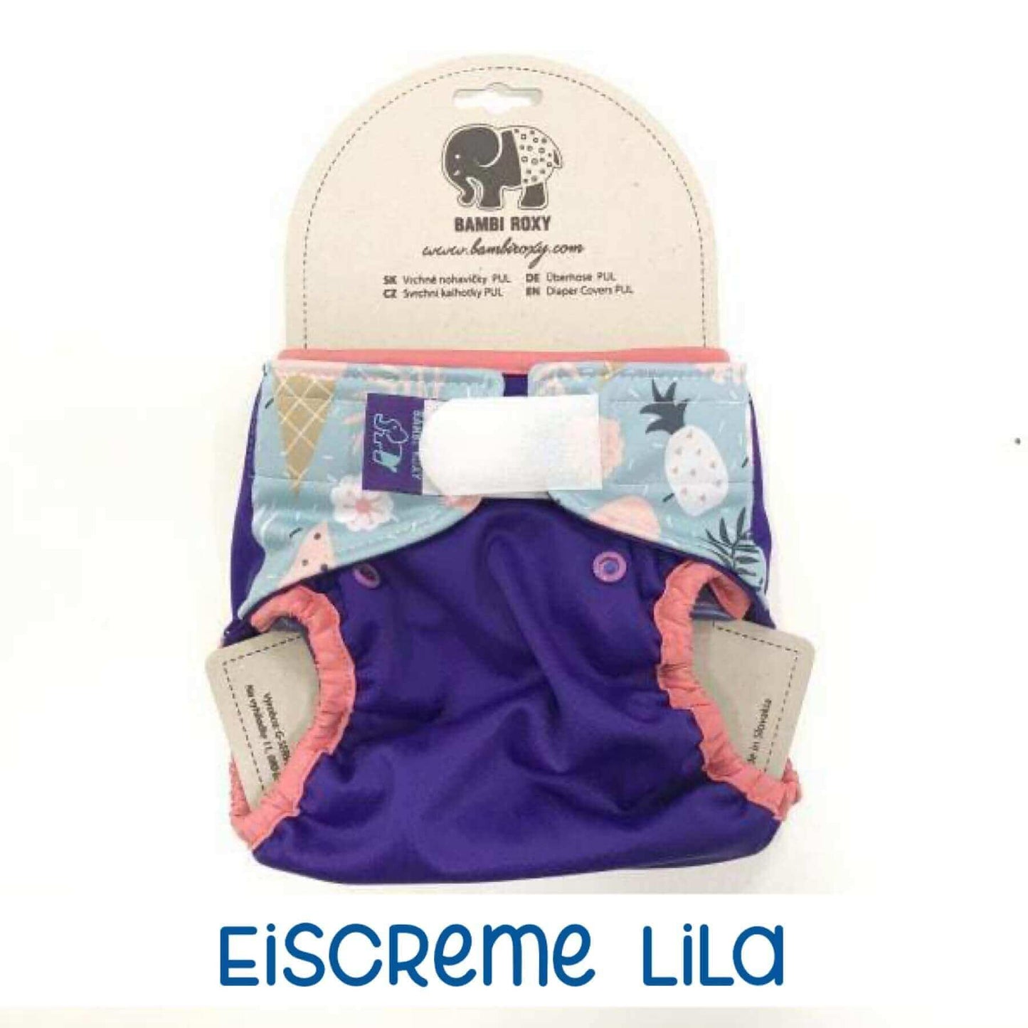 BambiRoxy Überhose Onesize Klett-Eiscreme Lila - Windelposchi