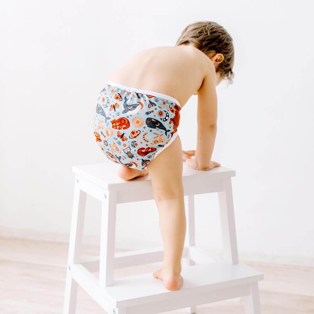 Bamboolik Duo Überhose Onesize Drucki Himmlische Tiere-Braun - Windelposchi
