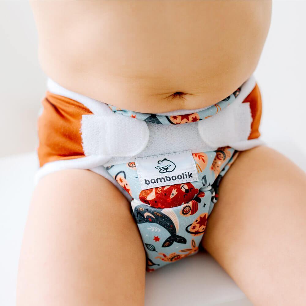 Bamboolik Duo Überhose Onesize Klett Himmlische Tiere-Braun - Windelposchi