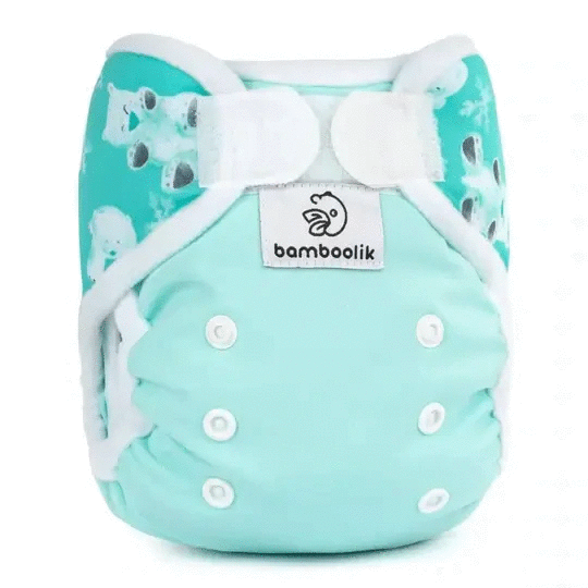 Bamboolik Duo Überhose Onesize Klett Mint Eisbären - Windelposchi