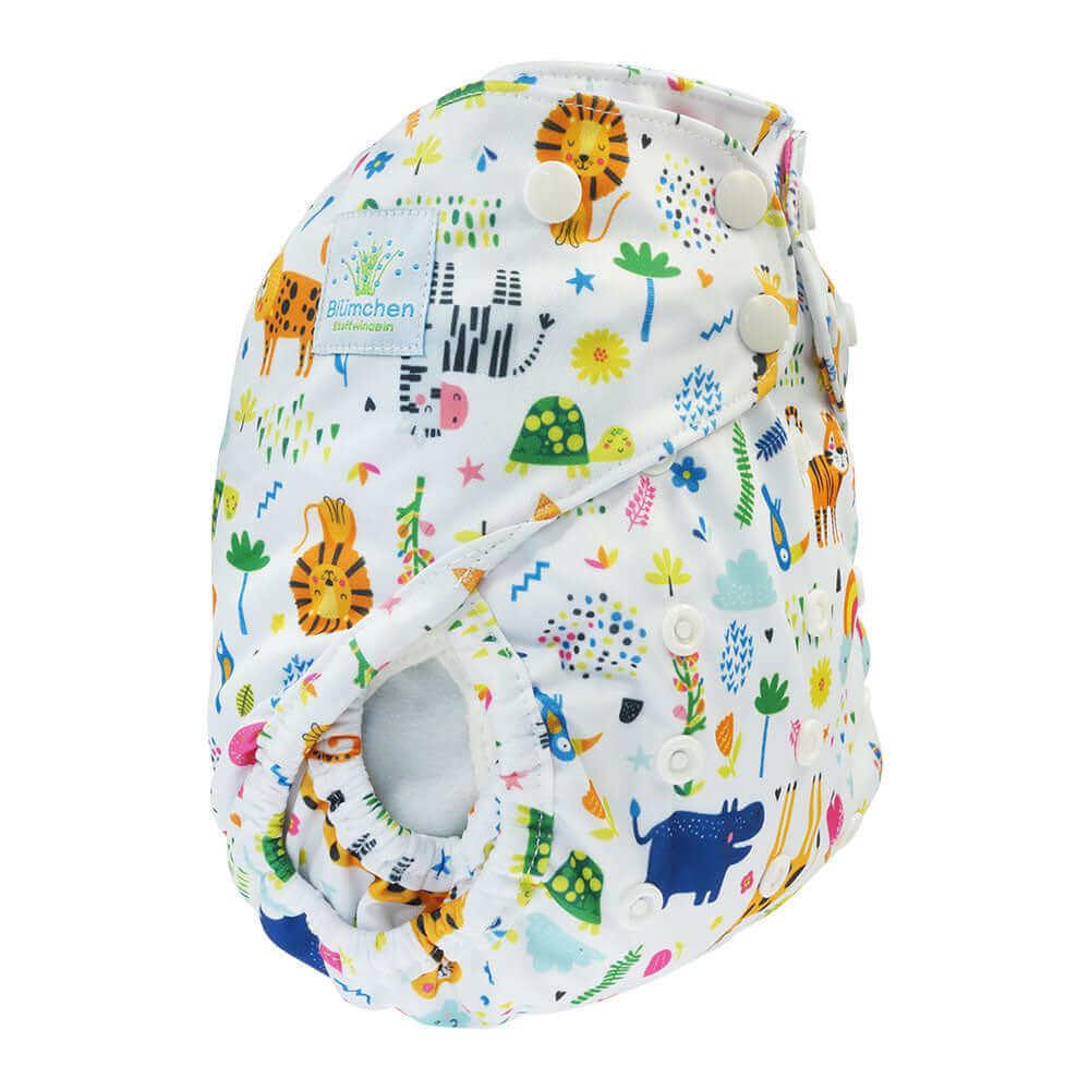 Blümchen 2in1 Überhose Onesize Drucki Zootiere - Windelposchi