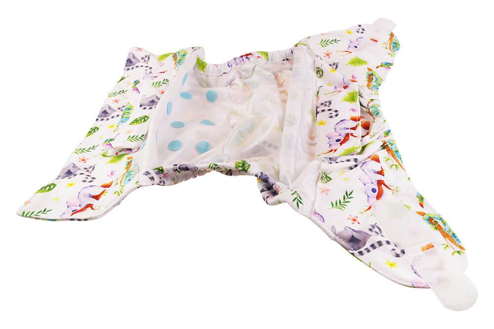 Blümchen 2in1 Überhose Onesize Klett - Flamingo - Windelposchi