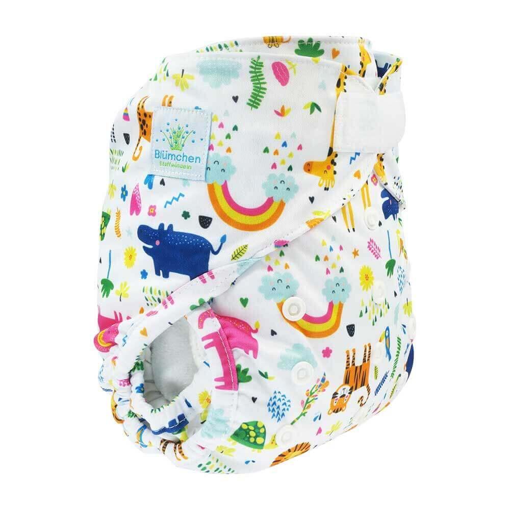 Blümchen 2in1 Überhose Onesize Klett Zootiere - Windelposchi