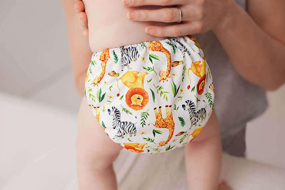 Blümchen AIO Bambus Stoffwindel Klett Flamingo - Windelposchi