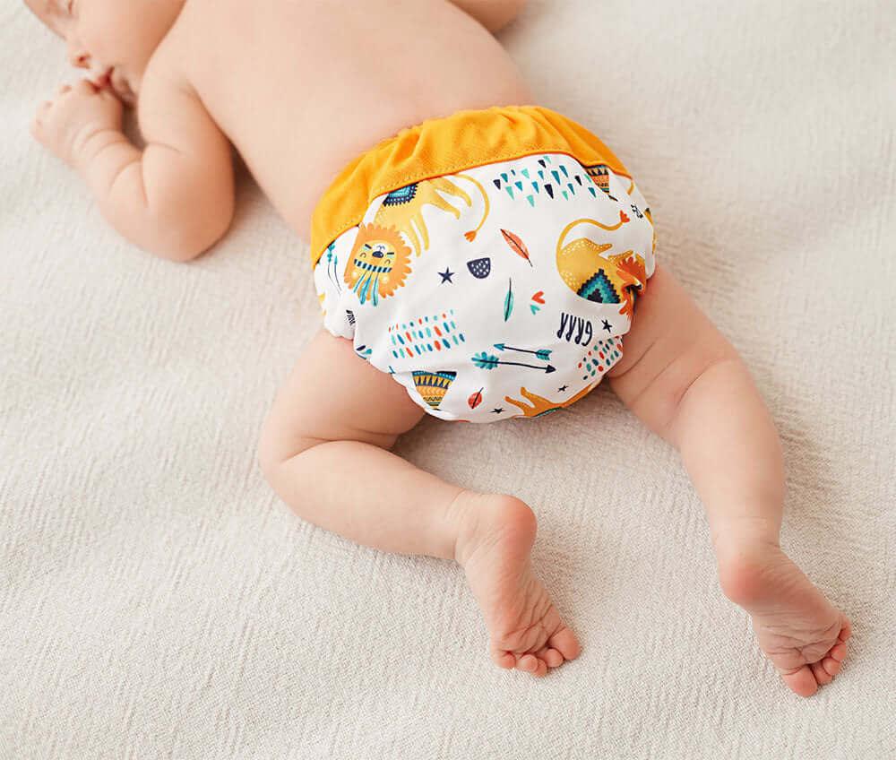 Blümchen AIO Bambus Stoffwindel NEWBORN Schläfriger Löwe - Windelposchi