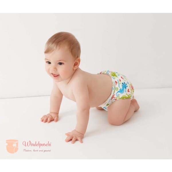 Blümchen Kuschel Höschenwindel Slimfit Onesize Klett Seepferdchen - Windelposchi