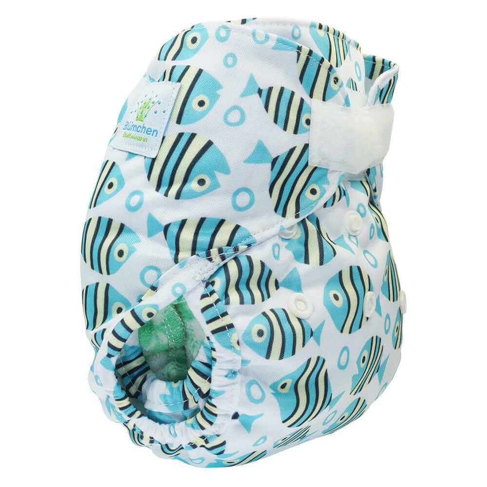 Blümchen Newborn Überhose Fische - Windelposchi