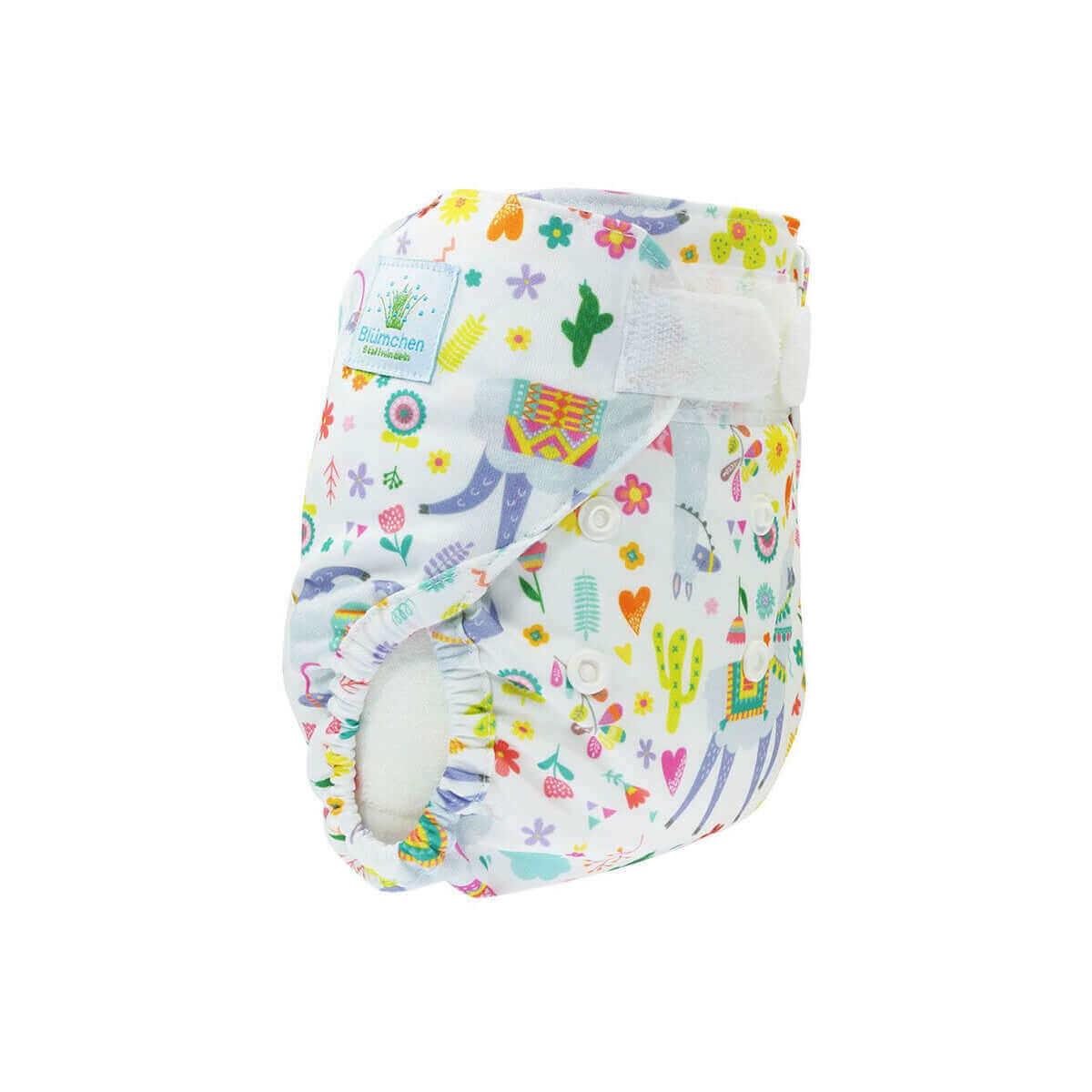 Blümchen Newborn Überhose Lama Weiß - Windelposchi