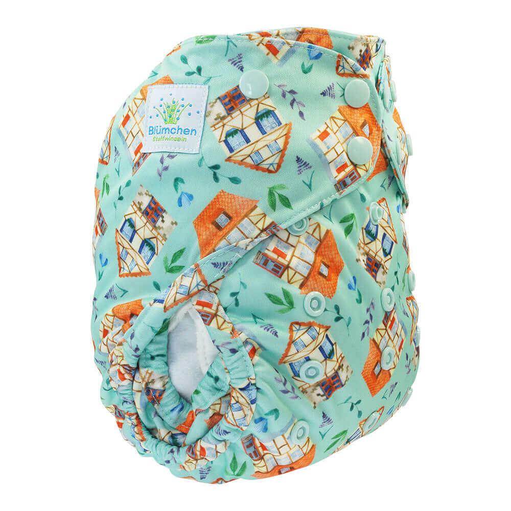 Blümchen Überhose Onesize Drucki Häuschen - Windelposchi
