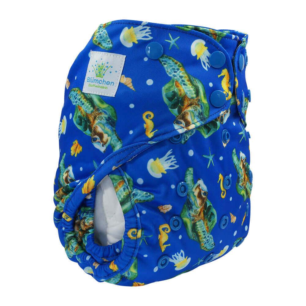 Blümchen Überhose Onesize Drucki Wasserschilkröte - Windelposchi