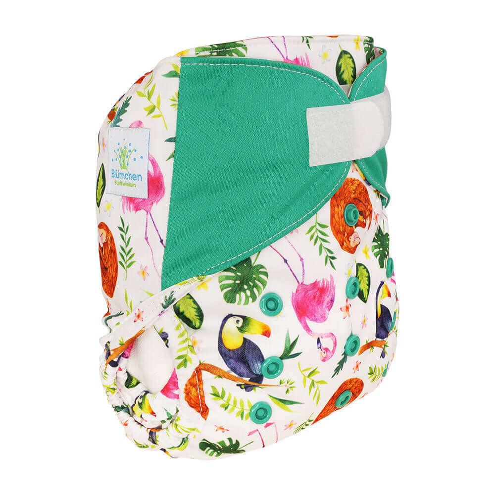 Blümchen Überhose Onesize Klett Flamingos - Windelposchi