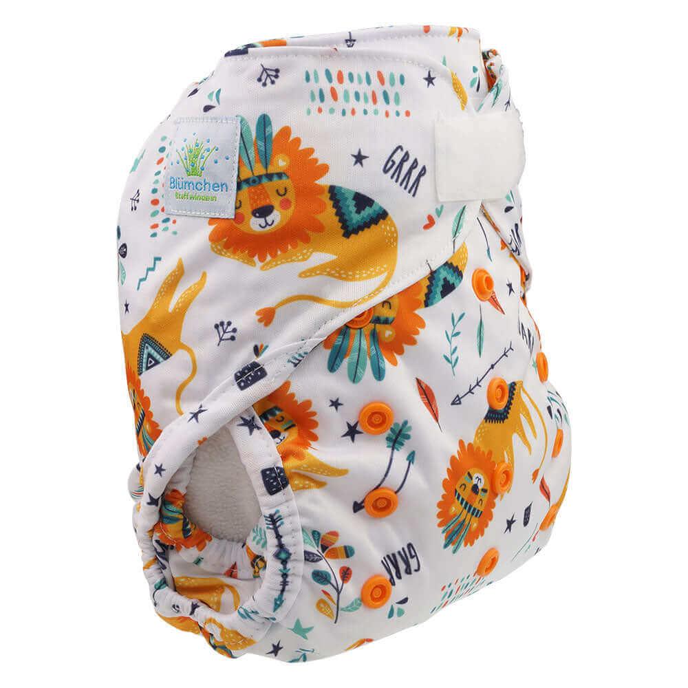 Blümchen Überhose Onesize Klett Schläfriger Löwe - Windelposchi
