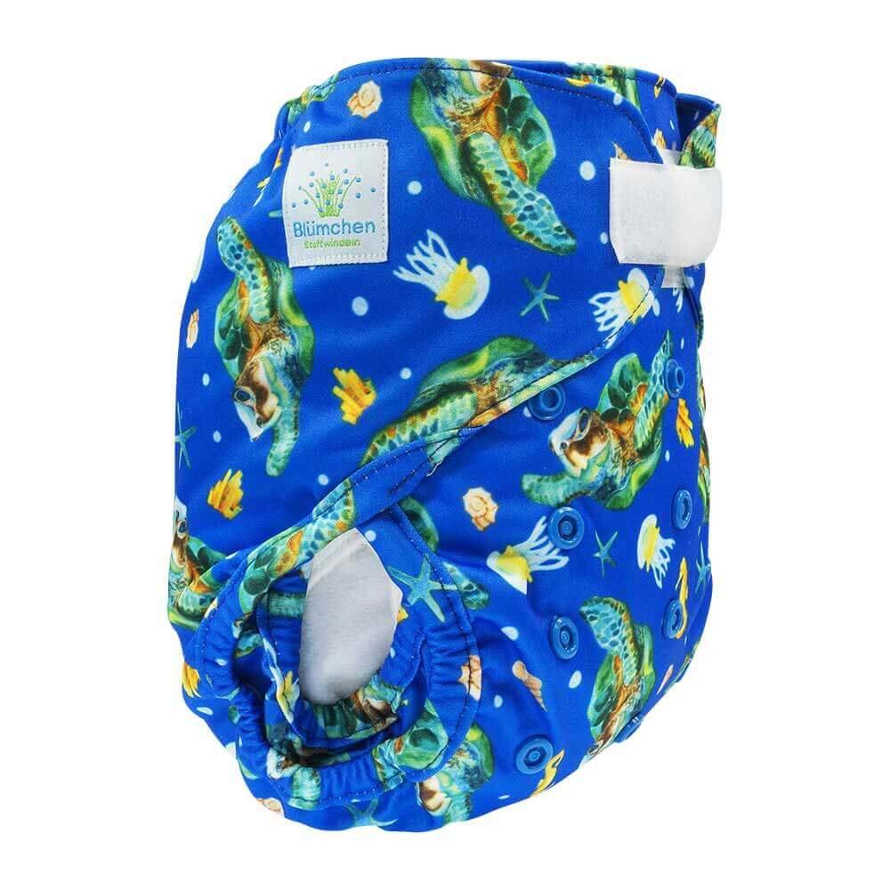 Blümchen Überhose Onesize Klett Wasserschildkröte - Windelposchi