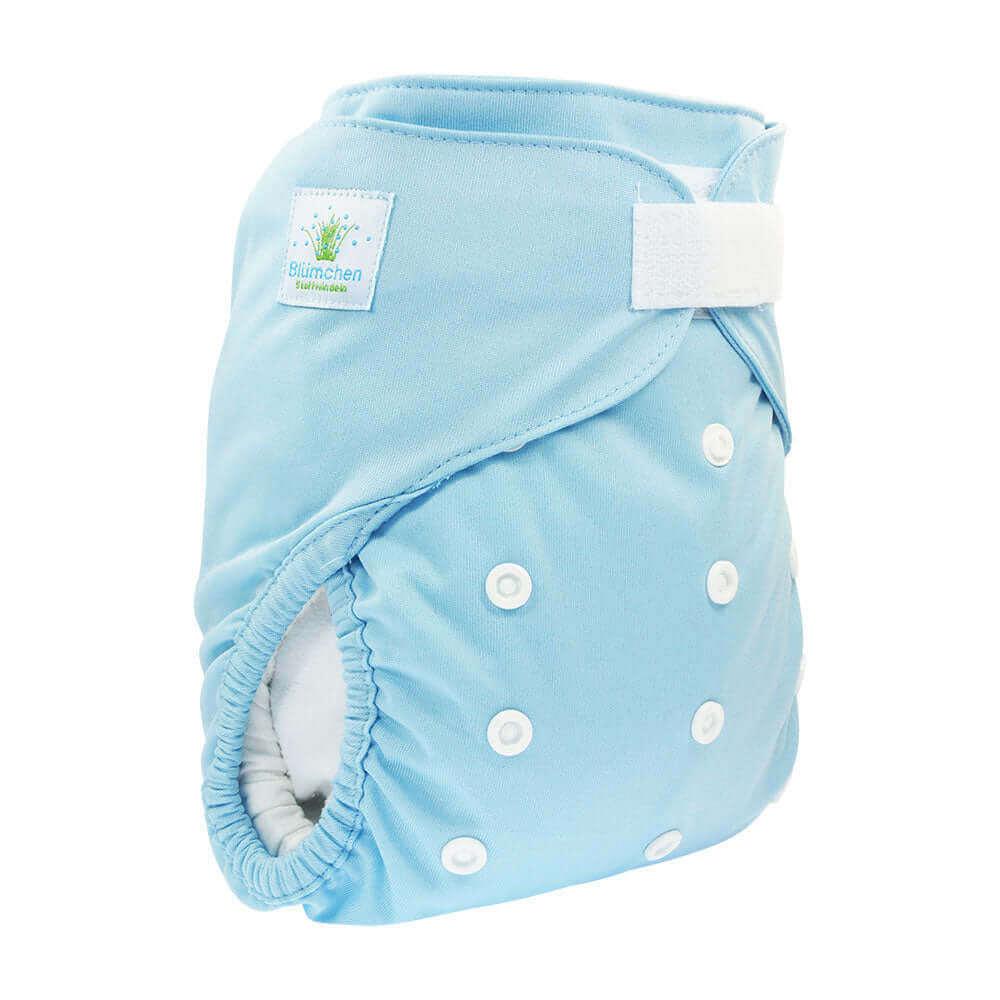 Blümchen Überhose Slimfit Onesize Klett Blau - Windelposchi