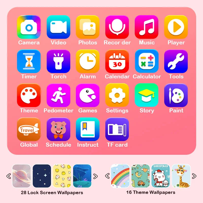 | Kinder Spieltelefon mit Dualkameras und Bildungsfunktionen