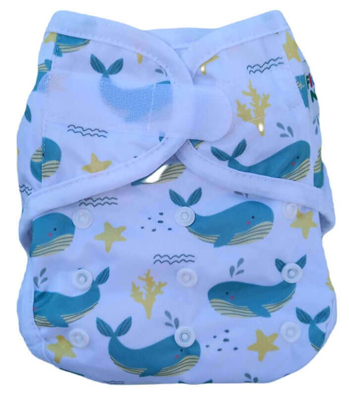 Fluffy Nature SIO Onesize Überhose Klett Wale - Windelposchi