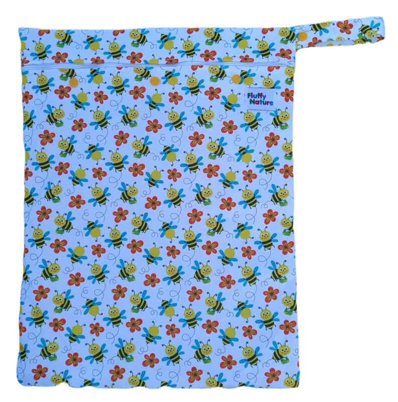 Fluffy Nature Wetbag Bees mit einknöpfbarem Wäschenetz - Windelposchi