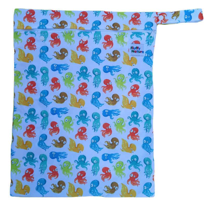 Fluffy Nature Wetbag Octopus mit einknöpfbarem Wäschenetz - Windelposchi