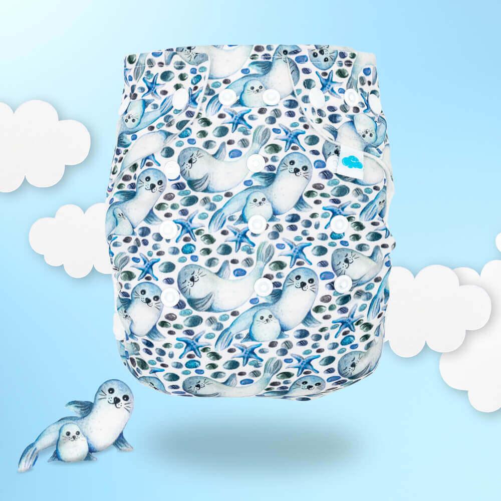 Little Clouds Prefold Überhose - Robben - Windelposchi