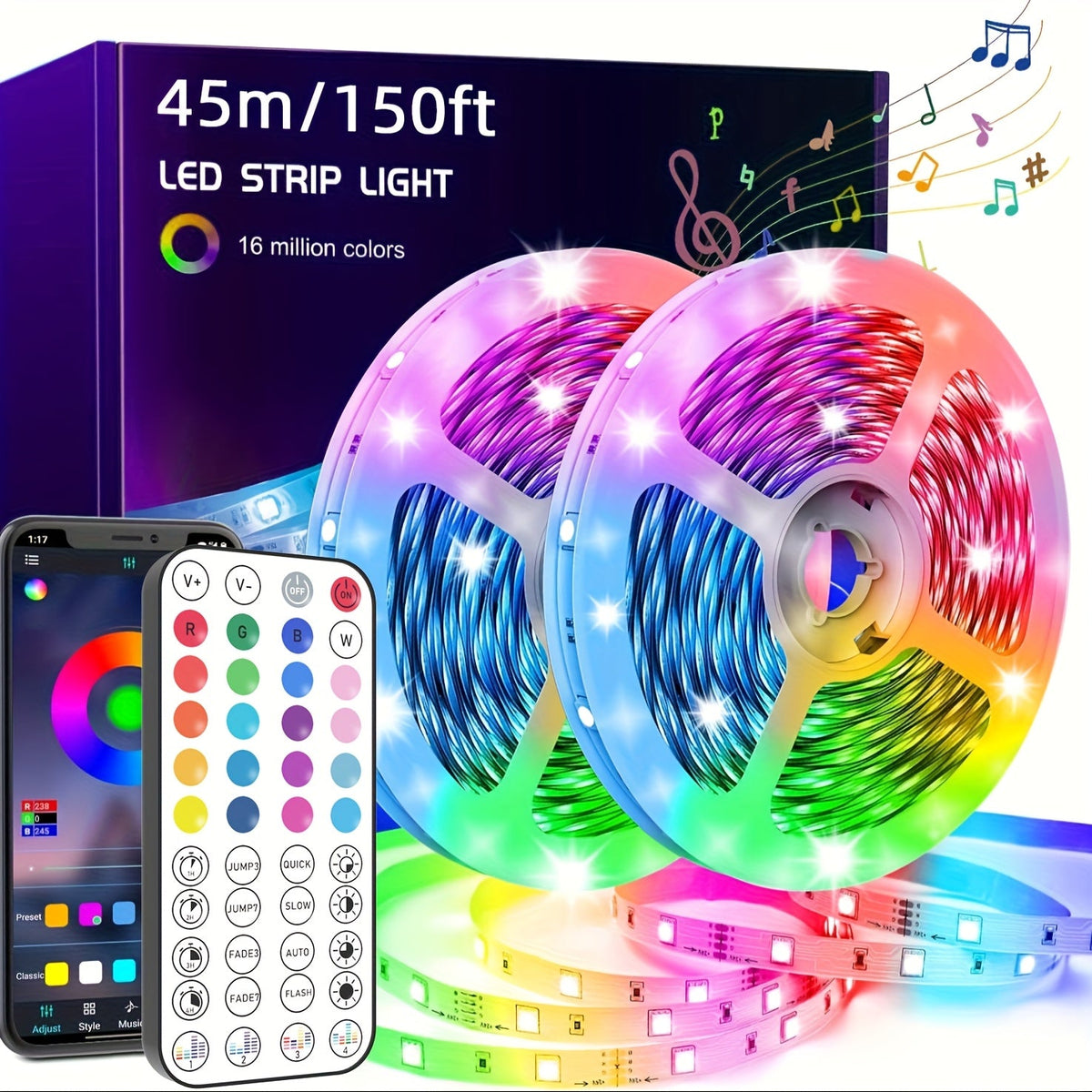 LED Strip Lights, Farbwechsel, Musik-Synchronisation