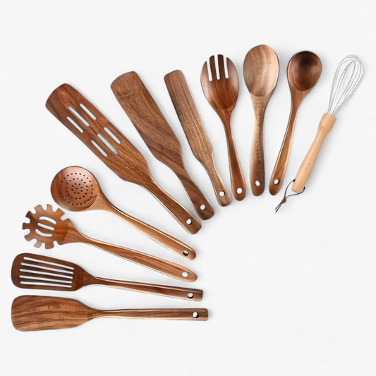 | 11-teiliges hitzebeständiges Holz-Küchen-Set - WoodChef