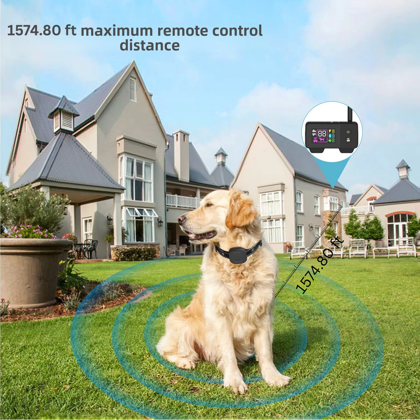 | Ultimatives Sicherheits 1.574,8 Fuß Wireless Hundezaun-System mit wiederaufladbarem, wasserdichtem Halsband