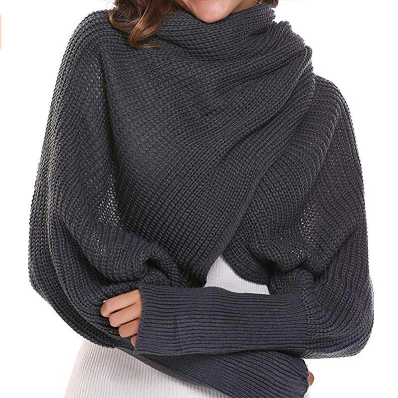 | Herbst- und Wintermode gehäkelter Strickschal mit Ärmeln