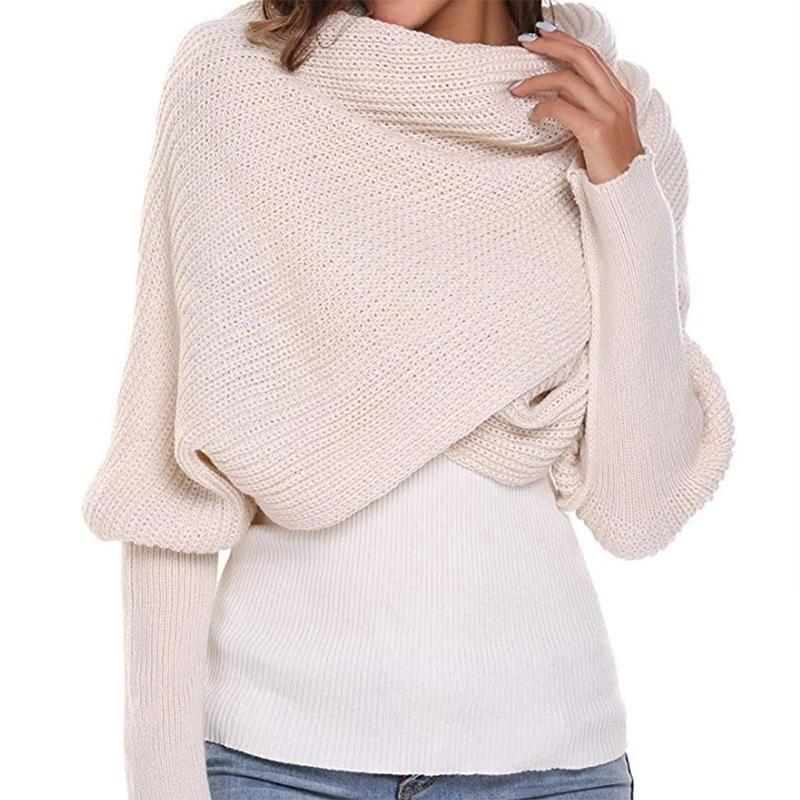 | Herbst- und Wintermode gehäkelter Strickschal mit Ärmeln