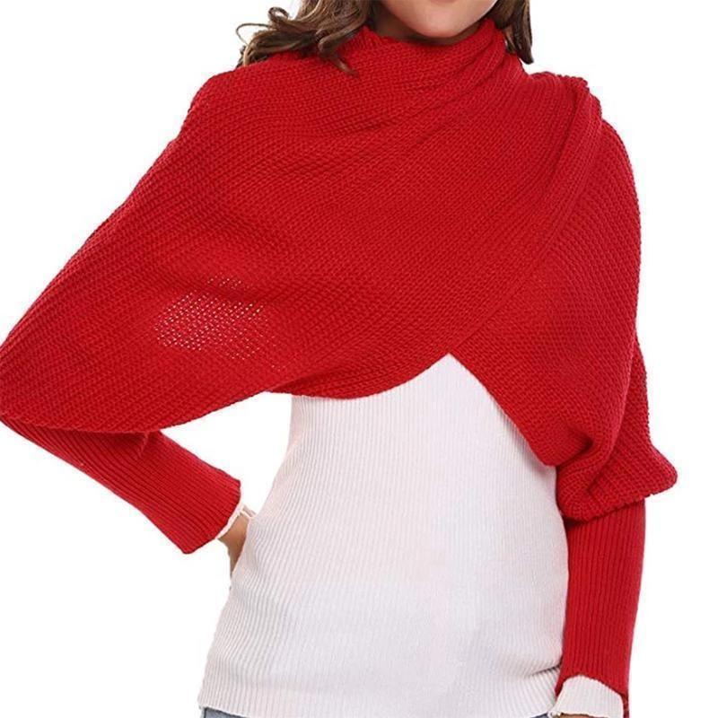 | Herbst- und Wintermode gehäkelter Strickschal mit Ärmeln