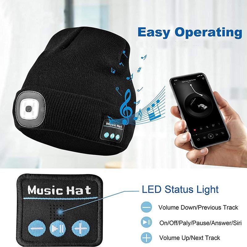 | Verbesserte Unisex Musikalische Bluetooth LED Beanie Mütze