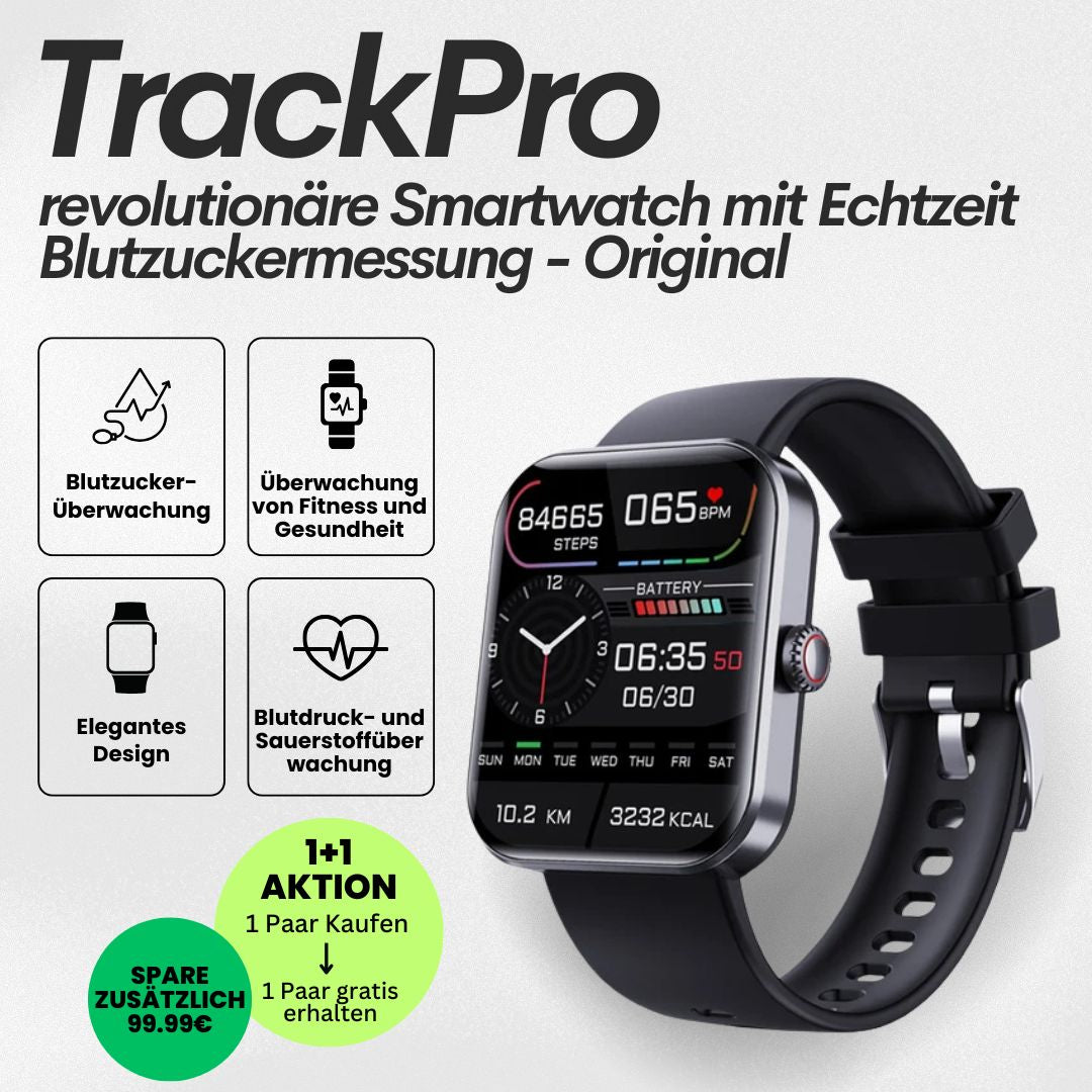 TrackPro Fitness-Smartwatch – Herzfrequenz, Schlaf & Aktivität – 1+1 Aktion