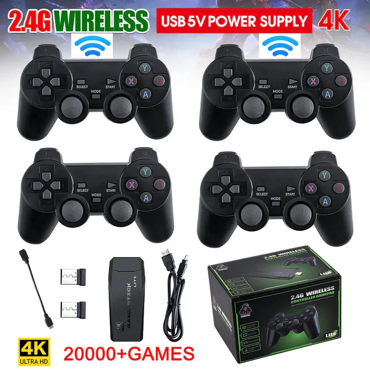 | HDMI 4K TV Spielstick Konsole | 64GB mit über 20.000 Retro-Spielen & 2 kabellosen Gamepads