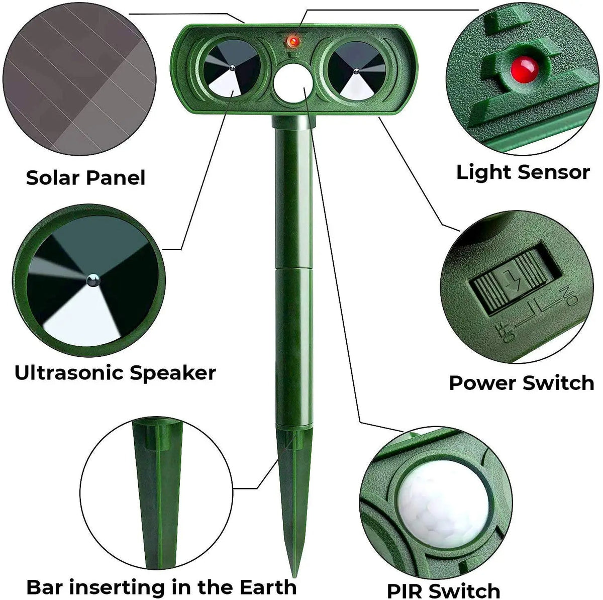 | Ultraschall Vogel + Schädling Abwehr Solarbetrieben - Lange Reichweite
