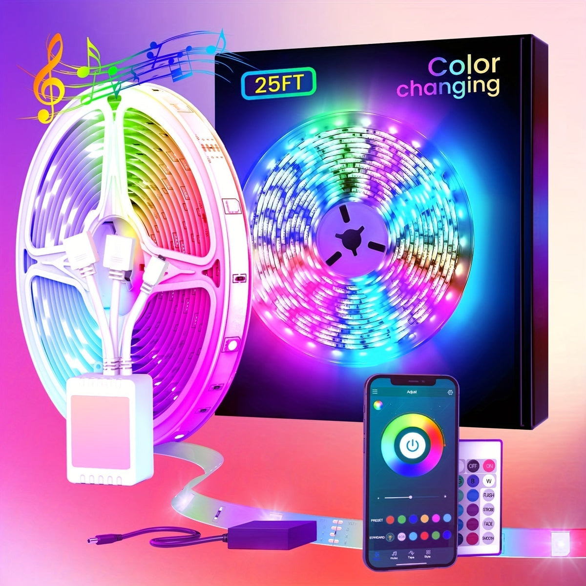 LED Strip Lights, Farbwechsel, App-Steuerung