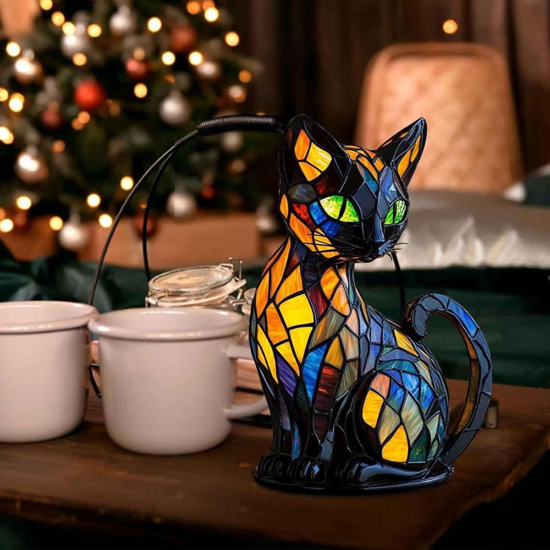Leuchtkatze – handgefertigte Lampe, die Herzen erstrahlen lässt
