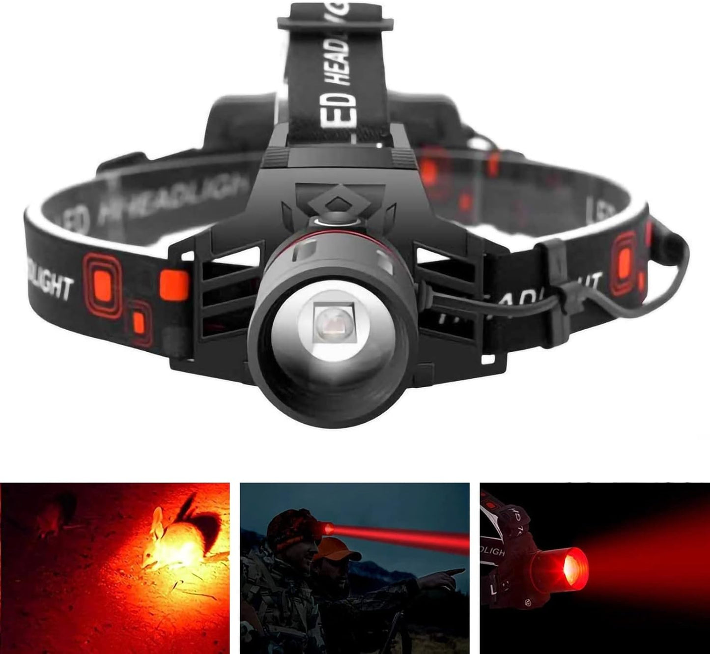 | Wiederaufladbare LED Stirnlampe mit Weiß-, Rot- und Grünlicht – Leistungsstarke Kopflampe mit USB und Akku