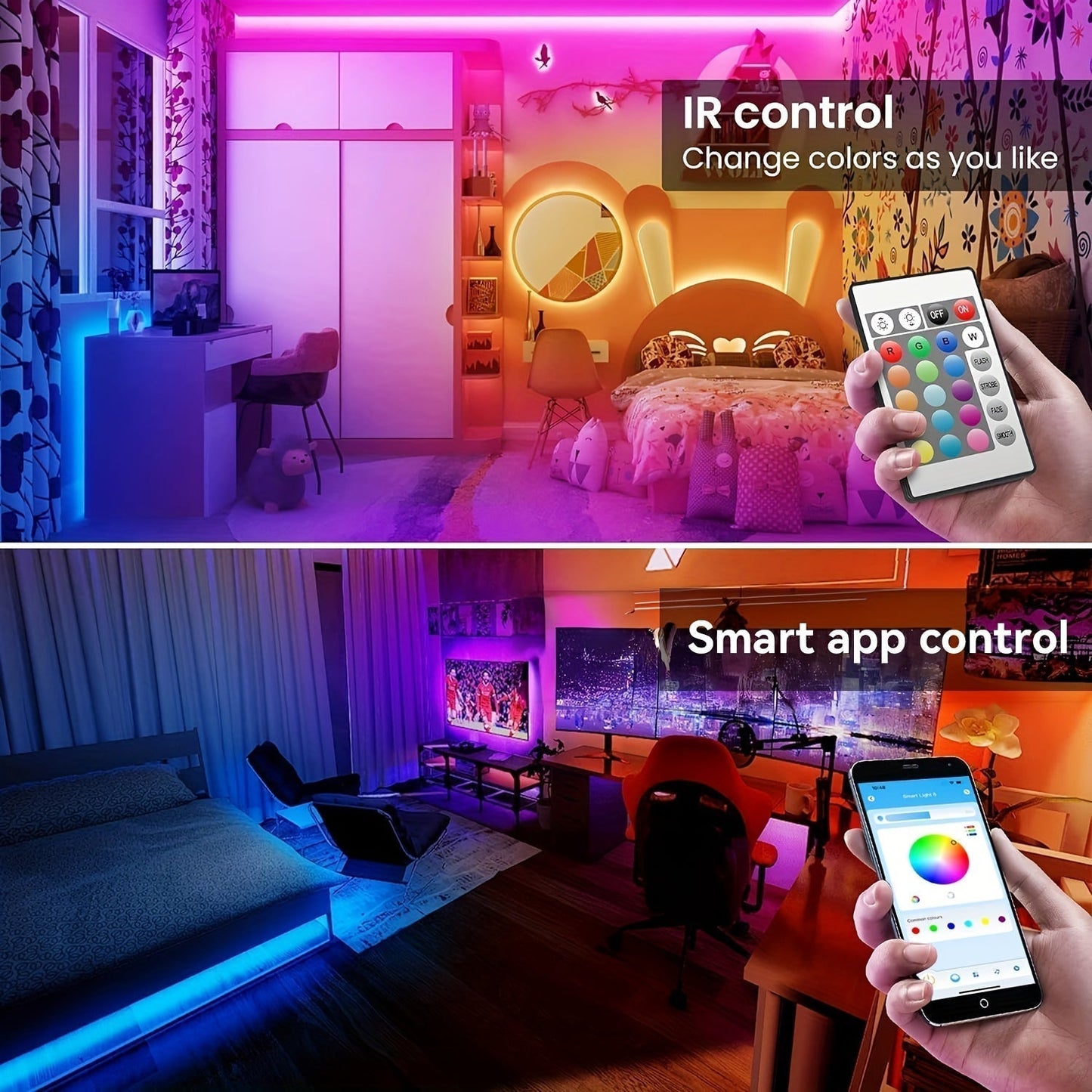 LED Strip Lights, Farbwechsel, App-Steuerung