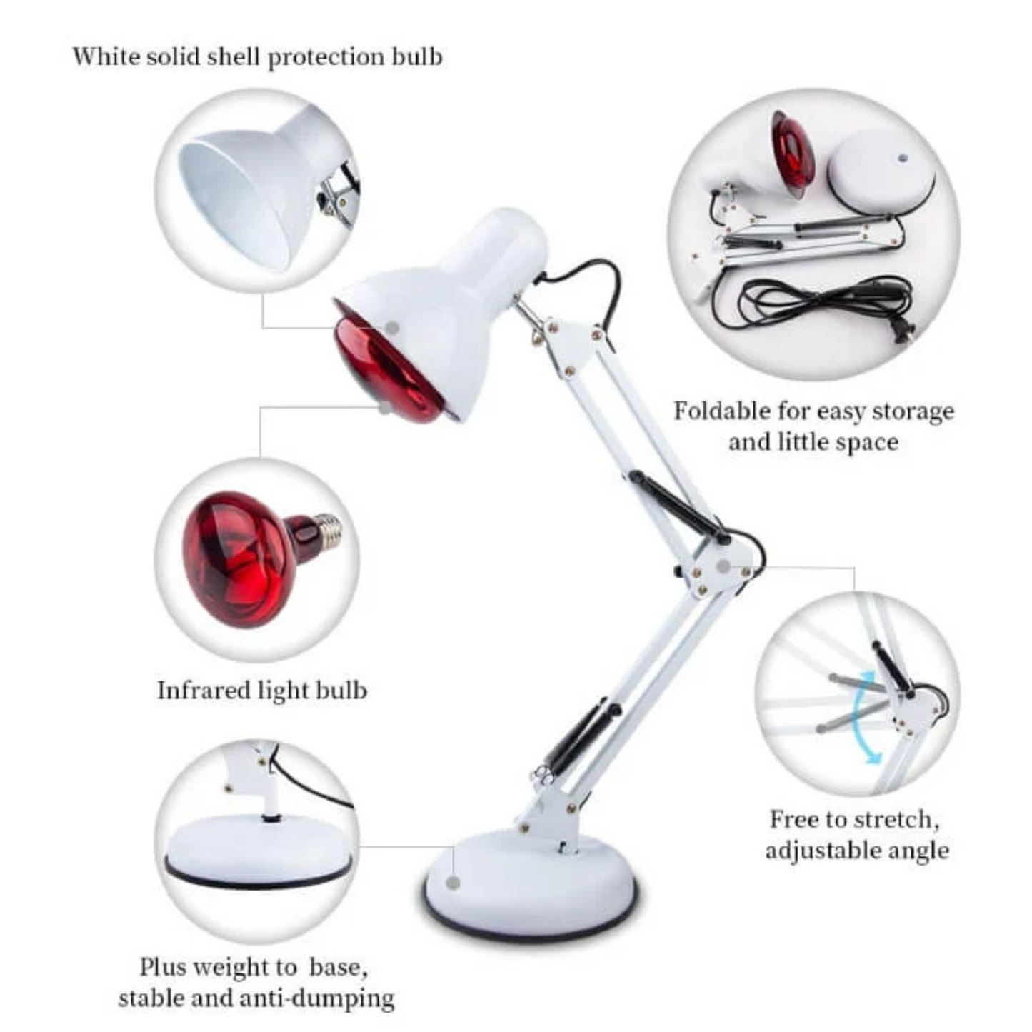 | Rote Lichttherapie Lampe für die Haut - Infrarot-Wärme mit Stativ