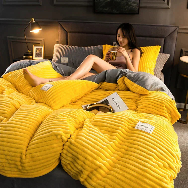 DreamWeave – Winter Bettbezug Samt-Fleece Schneeflocke Edition – Warm & Luxuriös