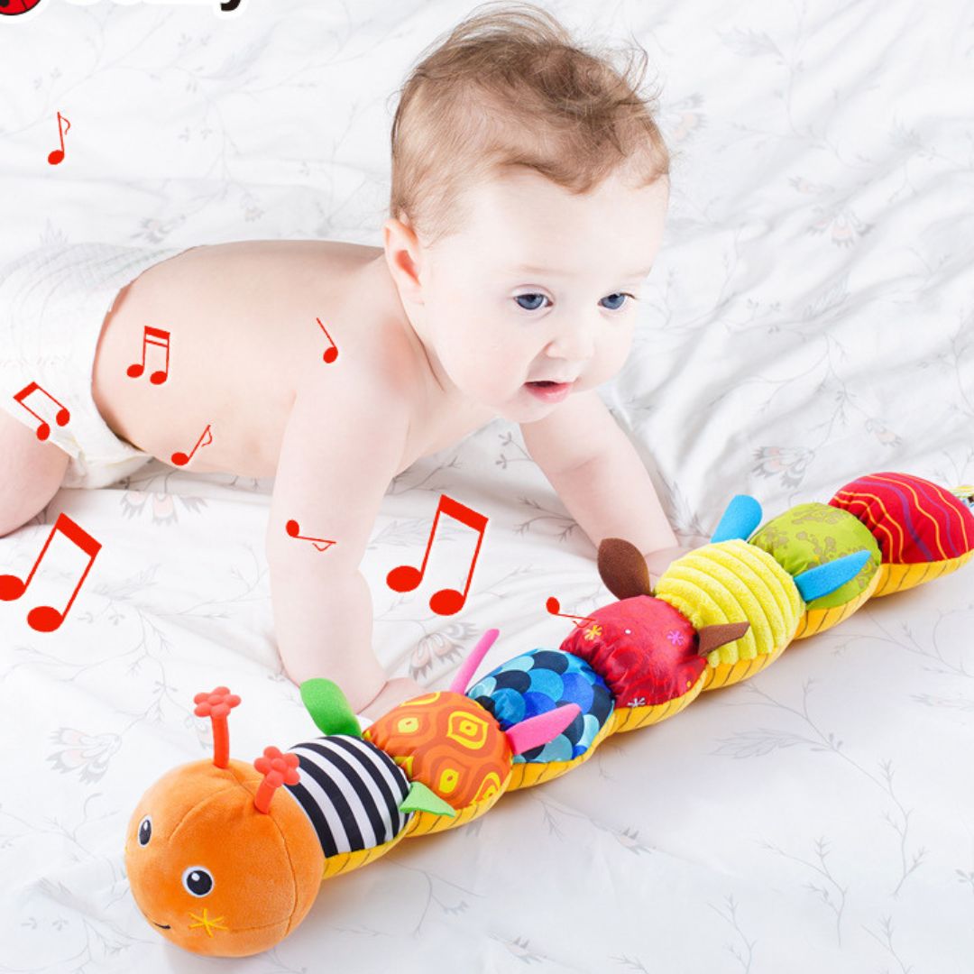 Sensorische Plüsch Rassel und Musik Raupe