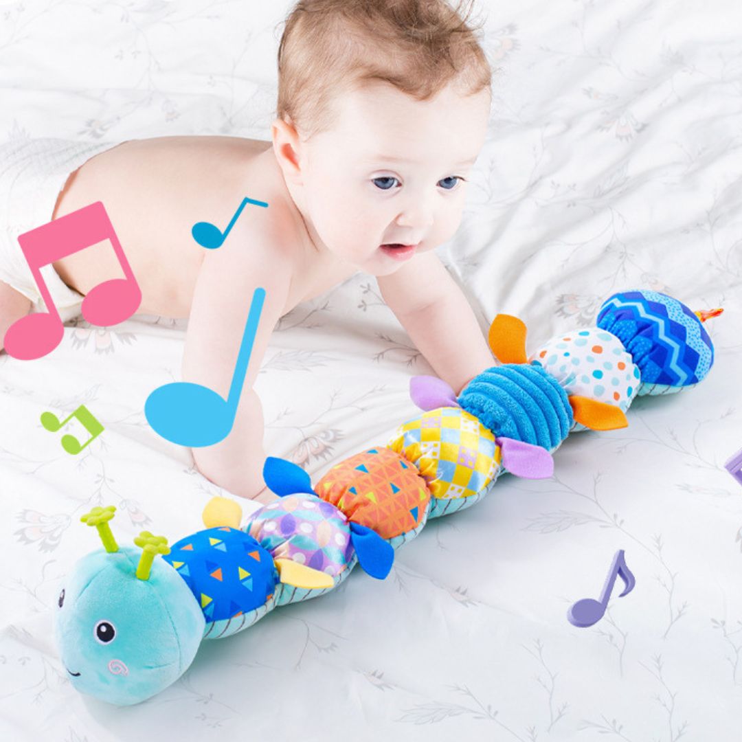 Sensorische Plüsch Rassel und Musik Raupe