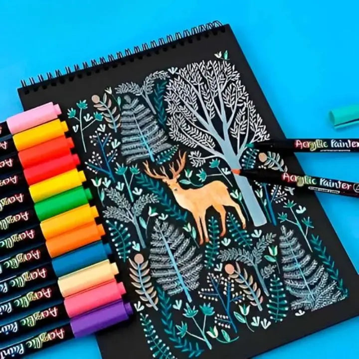 | Acrylmarker-Set (12 Farben) – Wasserfest für Kunst & DIY