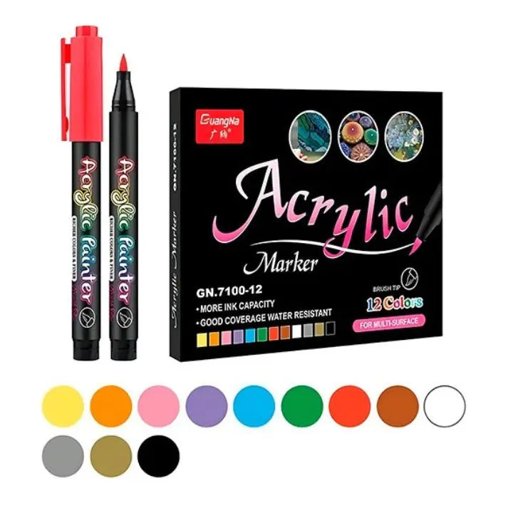 | Acrylmarker-Set (12 Farben) – Wasserfest für Kunst & DIY
