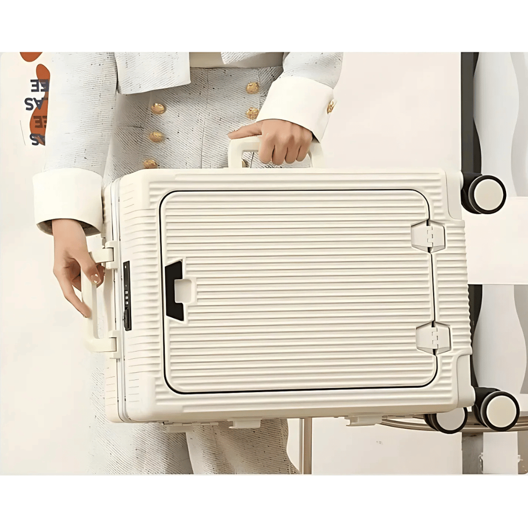 | Manhattan Pro – Hartschalen-Handgepäckkoffer mit Aluminiumrahmen, Laptopfach und USB-Anschlüssen
