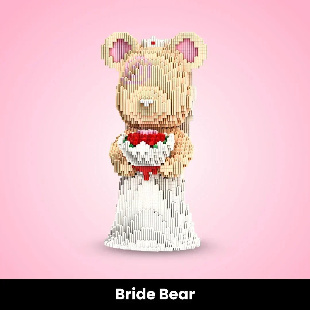 Mini Brick DIY Bärenbaustein Set, Hochzeitstorte & Licht-Up Micro Bären