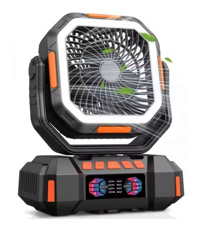 | Wiederaufladbarer Campingventilator mit 40000mAh Akku & LED Laterne – F22