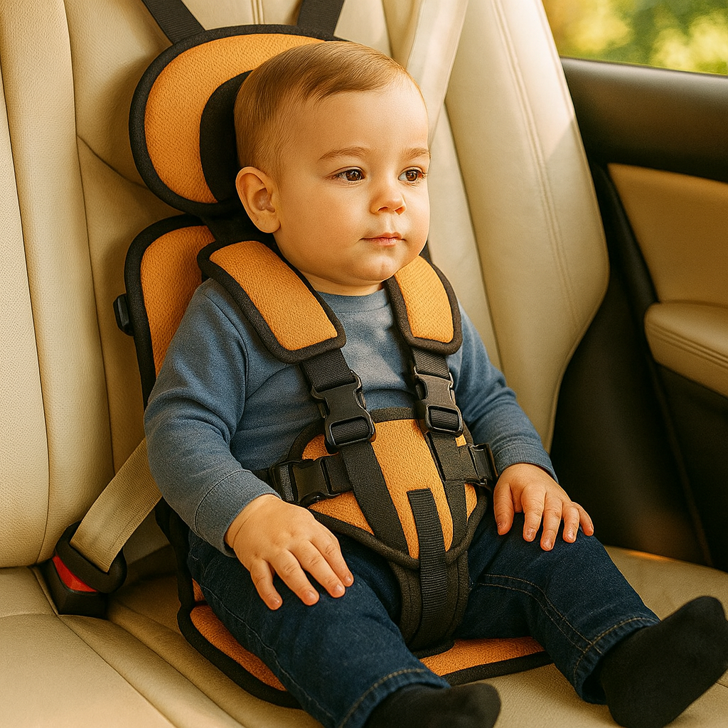 Tragbarer Auto-Kindersitz Booster, sicher, kompakt, faltbar, Gurt